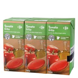 Tomate frito con aceite de oliva virgen extra Carrefour pack de 3 briks de 390 g