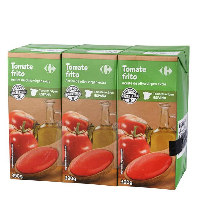 Tomate frito con aceite de oliva virgen extra Carrefour pack de 3 briks de 390 g