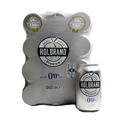 HOLBRAND Cerveza sin alcohol  pack de 12 latas de 33 centilitros