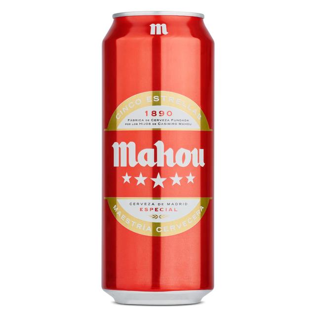 Cerveza rubia especial Mahou 5 Estrellas lata 50cl