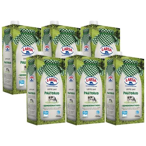 LARSA Leche semidesnatada de vaca de pastoreo, 100% gallega Pastoreo 6 x 1 l