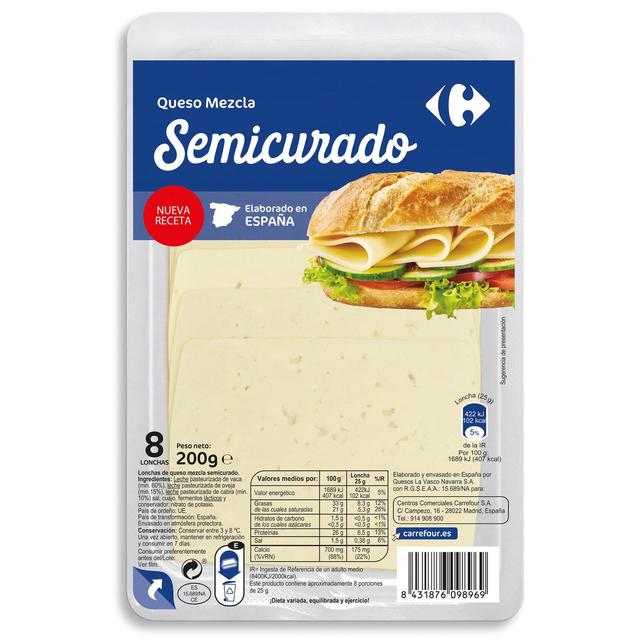 Queso en lonchas semicurado Carrefour 200 g