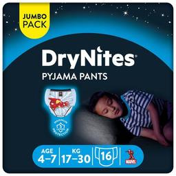 Pants de noche niño 17-30 kg 4-7 años drynites, paquete 16 uds