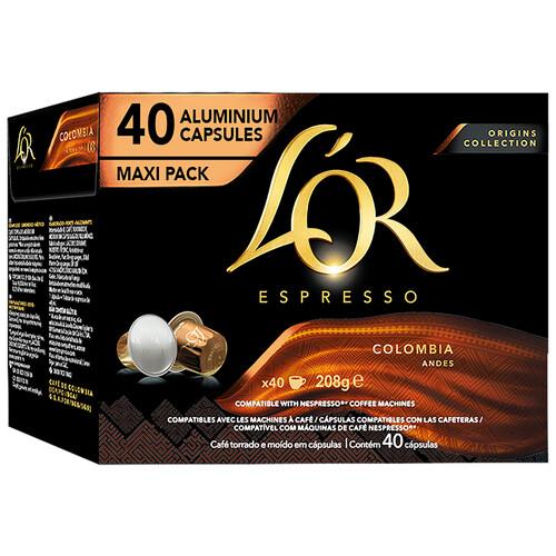 Café Colombia en cápsulas L'or Espresso compatible con Nespresso 40 unidades de 5,2 g