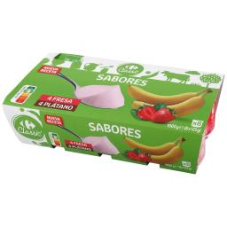 Yogur sabor fresa y plátano Carrefour Classic' pack de 8 unidades de 125 g