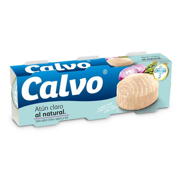 Atún claro sin aceite al natural Calvo pack de 3 latas de 56 g