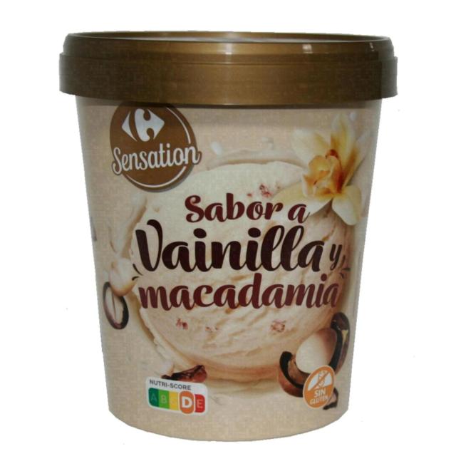 Helado de vainilla con nueces de macadamia Carrefour Sensation sin gluten 300 g