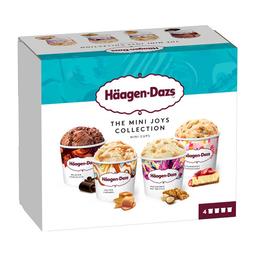 HÄAGEN-DAZS Mini tarrinas de helado de chocolate belga, caramelo salado, nueces de Macadamia y cheesecake con fresa 4 x 95 ml