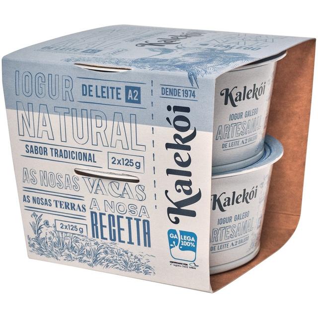 Yogur artesanal natural leche A2 KALEKOI pack 2x125 g
