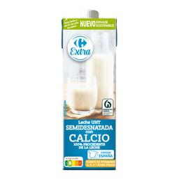 Leche semidesnatada con calcio Carrefour brik 1 l