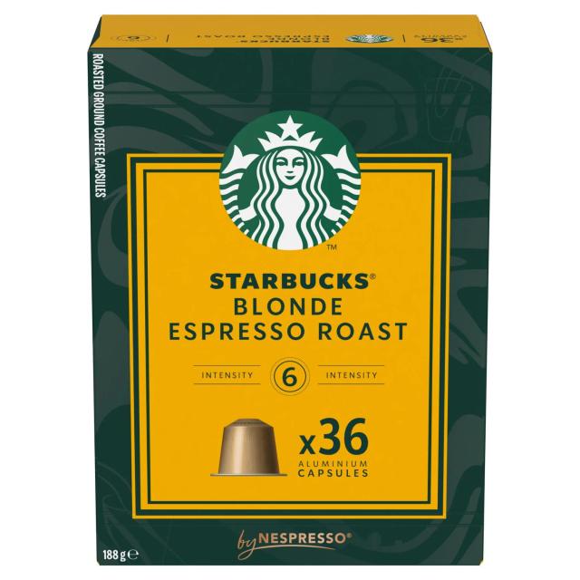 Café cápsulas blonde espresso roast Starbucks compatible con Nespresso 36 ud