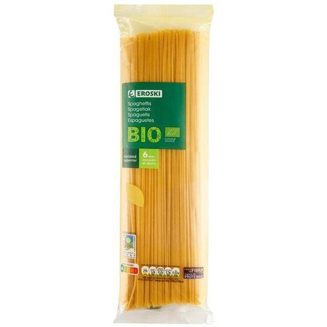 Spaghetti bio eroski, paquete 500 g