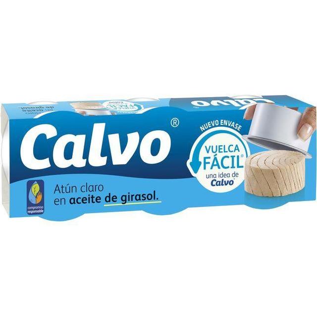 Atún claro en aceite de girasol calvo, pack 3x65 g