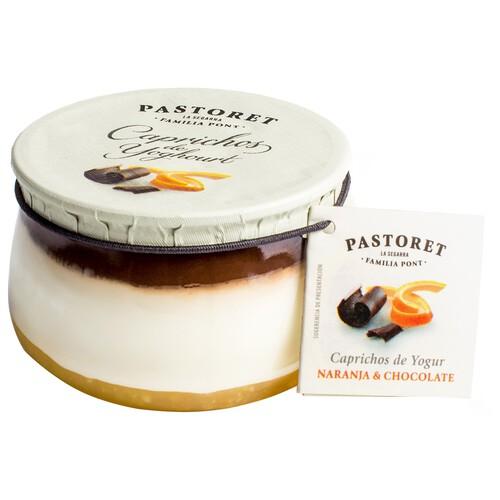 PASTORET Yogur griego cremoso natural azucarado, con naranja y chocolate  Caprichos de yogur 150 g