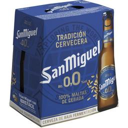 Cerveza sin alcohol 0,0 san miguel, pack botellín 6x25 cl
