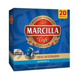 MARCILLA Café en cápsulas espresso descafeinado I6, 20 uds