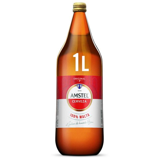 Cerveza Amstel 100% malta, botella 1 l