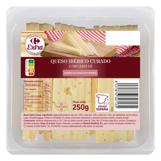 Queso ibérico curado Extra Carrefour cuña cortada 250 g