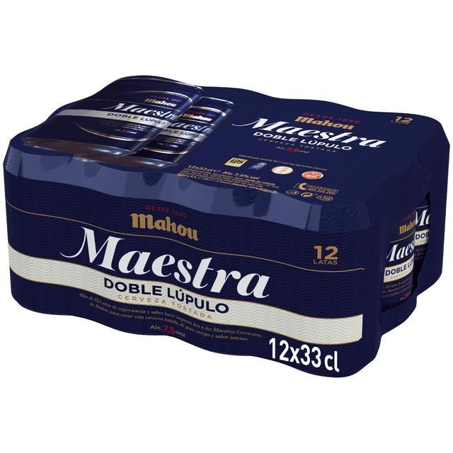 Cerveza tostada Mahou Maestra doble lúpulo pack de 12 latas de 33 cl
