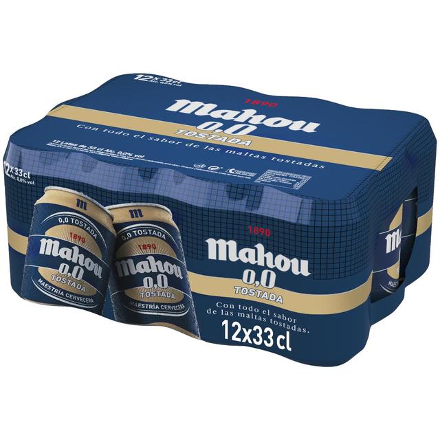 Cerveza sin alcohol Mahou 00 Tostada pack 12 latas 33cl