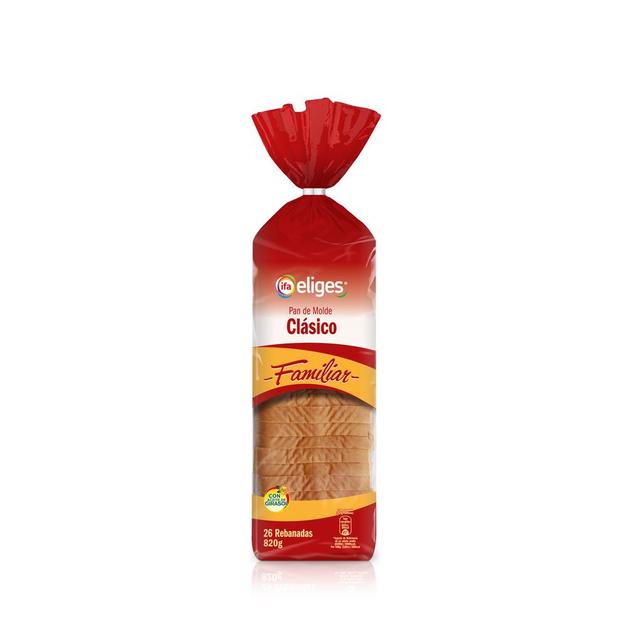 Pan de molde clásico familiar 26 rebanadas IFA ELIGES 820 g