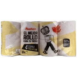 PRODUCTO ALCAMPO Papel higiénico con cuatro capas premium y certificado Ecolabel 8 uds