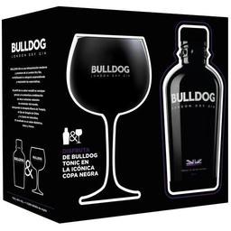 Ginebra bulldog, botella 70 cl + copa negra