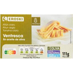 Ventresca de atún claro en aceite de oliva eroski, lata 111 g