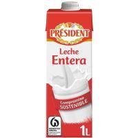 Leche entera president, brik 1 litro