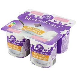 Leche fermentada azucarada natural Carrefour No Lactosa sin lactosa pack de 4 unidades de 125 g
