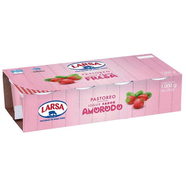 Yogur sabor fresa larsa, pack 8x125 g