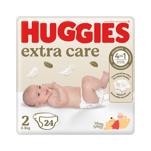 HUGGIES Extra care Pañales talla 2 (3-6 kg) 24 uds