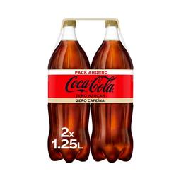 COCA COLA ZERO ZERO Refresco de cola Zero sin azúcar y sin cafeína pack 2 botellas de 1,25 L