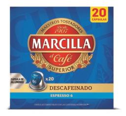 Café descafeinado espresso intensidad 6 Marcilla 20 cápsulas