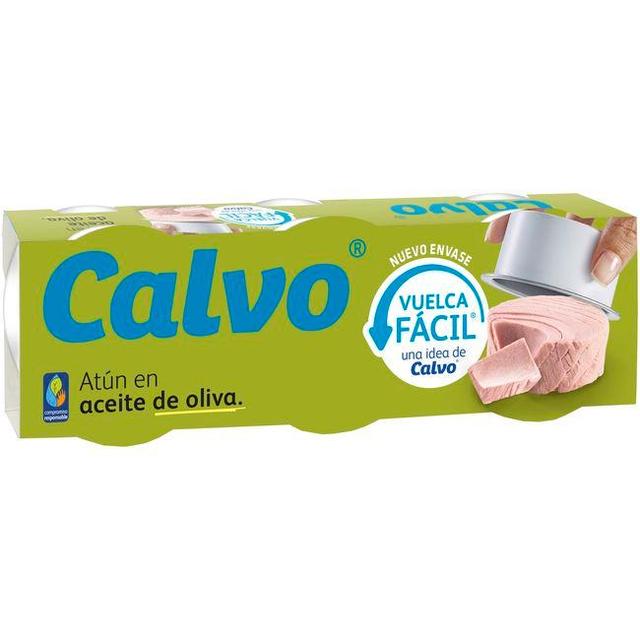 Atún en aceite de oliva vuelca facil calvo, pack 3x65 g