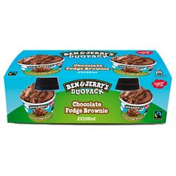 BEN & JERRY´S Duo pack Tarrinas de helado de chocolate con trocitos de brownie 2 x 100 ml
