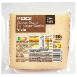 Queso mezcla viejo de leche cruda eroski, cuña 250 g