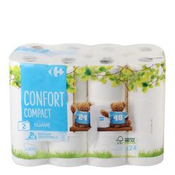 Papel higiénico compact doble rollo Carrefour 24 rollos
