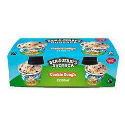 BEN & JERRY´S Duo pack Tarrinas de helado de vainilla con trozos de masa de galleta y chocolate 2 x 100 ml
