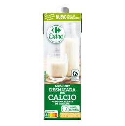 Leche desnatada con calcio Carrefour brik 1 l