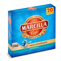 Café en cápsulas espresso descafeinado Marcilla caja 20 unidades