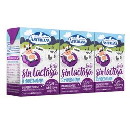 Leche semidesnatada Central Lechera Asturiana sin lactosa pack 3 brik de 200 ml