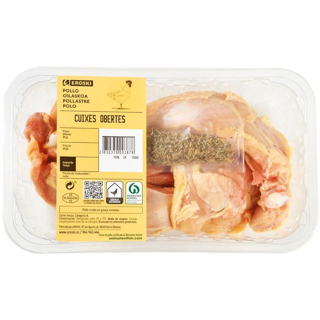 Muslo de pollo brasa eroski, bandeja aprox. 650 g