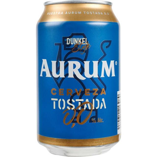 Cerveza tostada 0,0 aurum, lata 33 cl