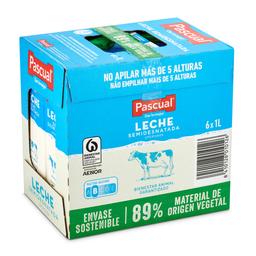 Leche semidesnatada Pascual brik 6 x 1 l