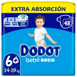 Pañales Dodot bebé-seco T6+ (14-20 kg.) 48 ud