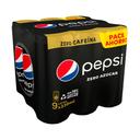 Refresco cola pepsi max sin azúcar sin cafeina, pack 9x33 cl