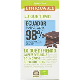 Chocolate negro puro 98% ecuador ethiquable, tableta 100 g
