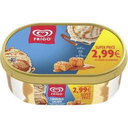 Helado sabor nata con caramelo salado frigo, tarrina 1 litro