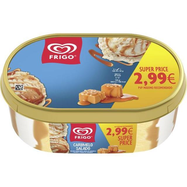 Helado sabor nata con caramelo salado frigo, tarrina 1 litro